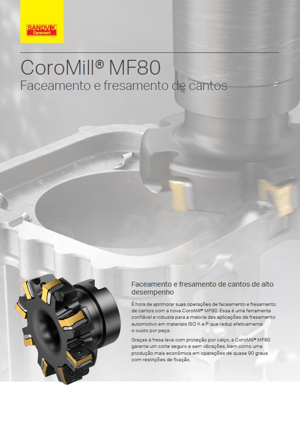coromill MF80 faceamento e fresamento de cantos
